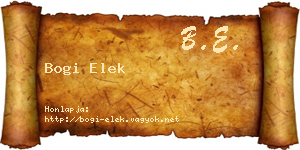 Bogi Elek névjegykártya
